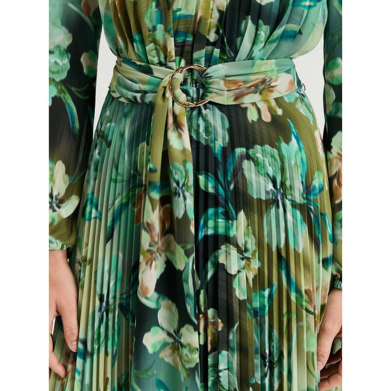 Veronika Maine Opalesque Floral Georgette Pleated Dress image number 2